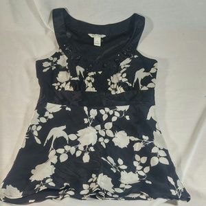 White House Black Market Black Cream Beaded Blouse